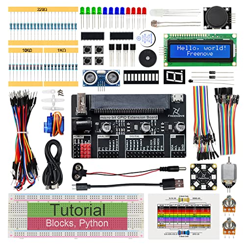 Freenove Super Starter Kit for BBC Micro:bit (Not Included, Works with V1 & V2), 266-Page Detailed Tutorial, 191 Items, 38 Projects, Blocks and Python Code von FREENOVE