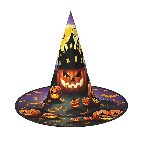 FRESQA Happy-Halloween-Day-Trick-or-Treat Stilvoller Hexenhut für Damen, Kostüm für Halloween, Halloween, Partyhut von FRESQA