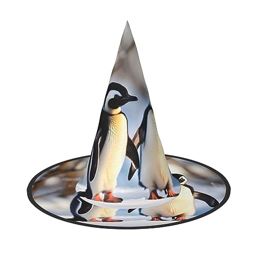 FRESQA Junger Pinguine mit Schnee, stilvolles Hexenhut für Damen, Kostüm für Halloween, Halloween, Partyhut von FRESQA