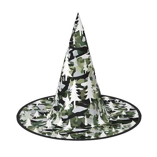 FRESQA White Trees Camo Stilvoller Hexenhut für Damen, Kostüm für Halloween, Halloween, Partyhut von FRESQA