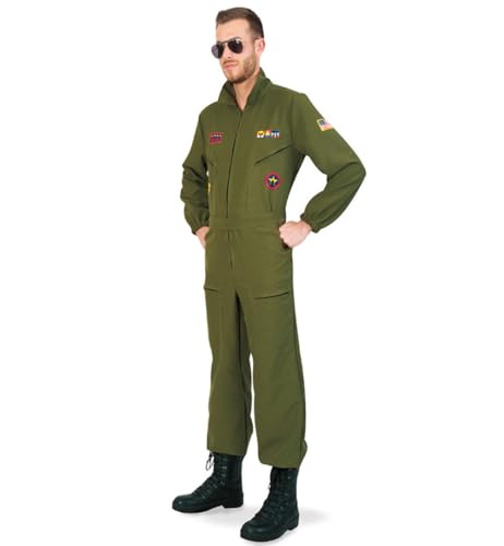 FRIES Fritz Söhne GmbH & Co Herren Kostüm Kampfpilot Overall grün Militär Pilot Flieger-Uniform (M) von FRIES