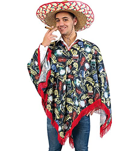 Unbekannt Musik Poncho Schlager Instrumente Kostüm Umhang Unisex von FRIES