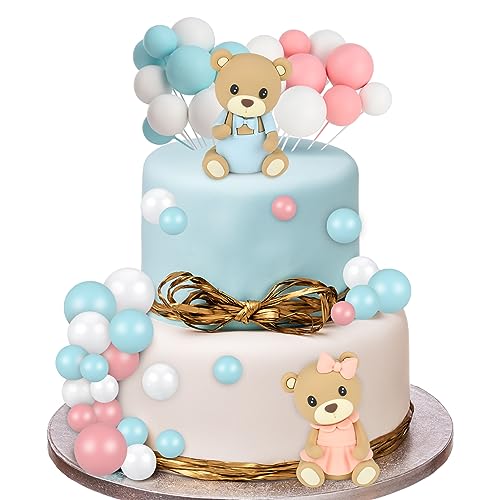 FRIUSATE Baby Shower Tortendeko Teddybär Cake Topper Geschlecht Reveal Tortendeko Big Bear Baby Shower Party Supplies Teddybär Dekoration, Mehrfarbig von FRIUSATE