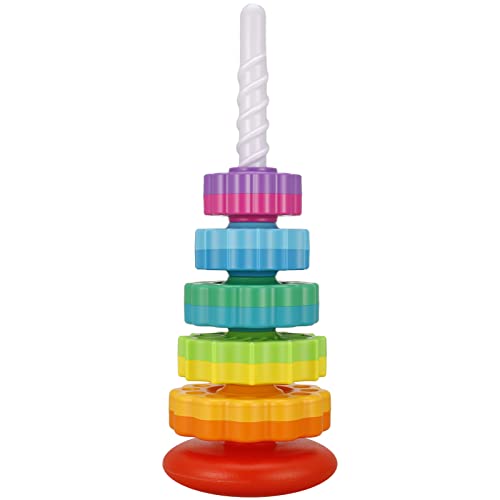 FRIUSATE Spinnendes Stapelspielzeug, Baby-Sensorik-Drehzahnräder, Spielzeug, Regenbogen-Drehausrüstung, BPA-frei, Früherziehung, Kinder, Gehirnentwicklung, Familienspiele für 12 Monate von FRIUSATE