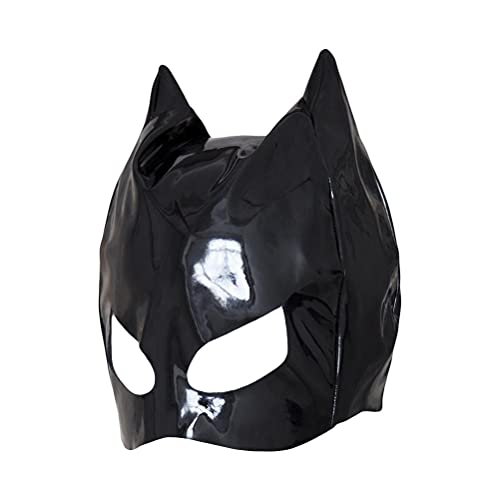 FRLUYNG Halloween Katze Maske Damen Schwarze PU Leder Catwoman Maske Katze Maskerade Masques Halloween Maske Karneval Party Kostüm Cosplay von FRLUYNG