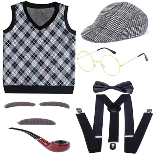 FROMCEO Kind 100 Der Schule Kostüm Jungen Pretend Halloween Alter Kostüm Brille Weste Set Kind von FROMCEO