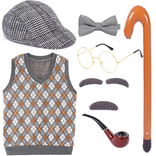 FROMCEO Kind 100 Der Schule Kostüm Jungen Pretend Halloween Alter Kostüm Brille Weste Set Kind von FROMCEO