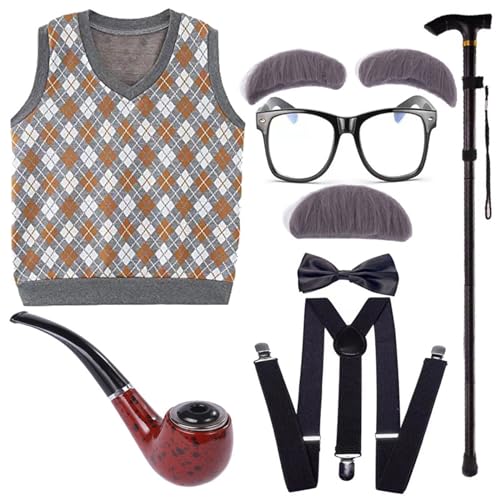 FROMCEO Kind 100 Der Schule Kostüm Jungen Pretend Halloween Alter Kostüm Brille Weste Set Kind von FROMCEO