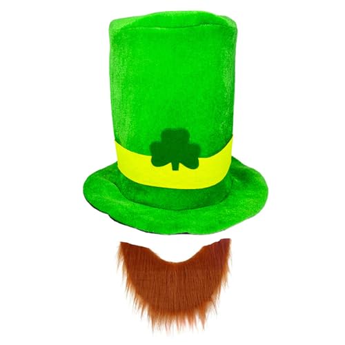 FROMCEO Umfassen Sie die irische Tradition mit einem robusten grünen St. Patrick's Day Design mit kräftigen Farben Top Hut und Bart für den täglichen Gebrauch von FROMCEO