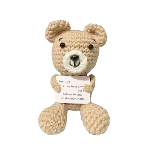 FROVOL Positive Bär häkeln, Positive Bär Emotionale Unterstützung Häkeln, Bär Niedliche Handgemachte Strickpuppe Geschenke Positive Em mit Karte, von FROVOL