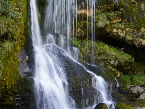 1500 Teile Impossible Puzzle,Geschicklichkeitsspiel für die ganze Familie-Wasserfall, Kaskade, Steine, Moos, Landschaft 87x57cm von FRUKAT