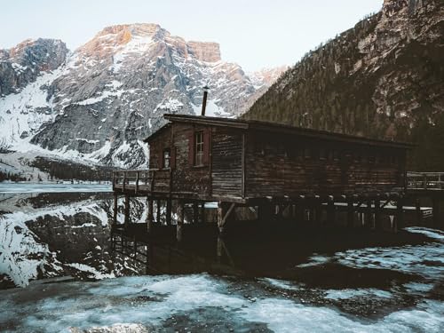 1500 Teile Puzzle,Geschicklichkeitsspiel für die ganze Familie, Berge, Haus, Küste, See, EIS, Landschaft 87x57cm von FRUKAT