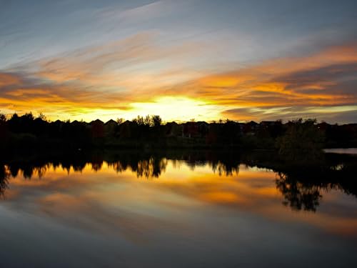 1500 Teile Puzzle für Erwachsene und Kinder ab 14 Jahren-Sonnenuntergang, See, Bäume, Reflexion, Himmel 87x57cm von FRUKAT