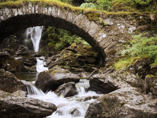 1500 Teile Puzzle für Erwachsene und Kinder ab 14 Jahren-Wasserfall, Wasser, Steine, Brücke, Natur 87x57cm von FRUKAT