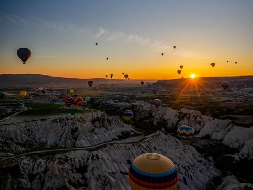 500 Teile Puzzle,Geschicklichkeitsspiel für die ganze Familie-Luft, Ballons, Berge, Sonnenaufgang 52x38cm von FRUKAT