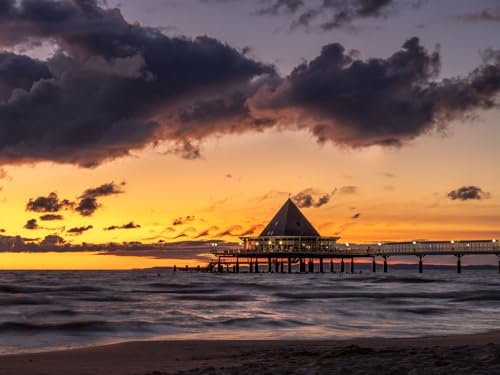 500 Teile Puzzle,Lernen Pädagogische Puzzle Spielzeug -Bungalow, Pier, Sonnenuntergang 52x38cm von FRUKAT