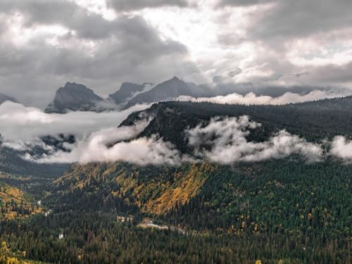 500 Teile Puzzle farbenfrohes Puzzle für Erwachsene und Kinder -Berge, Bäume, Wälder, Tal, Wolken, Landschaft 52x38cm von FRUKAT