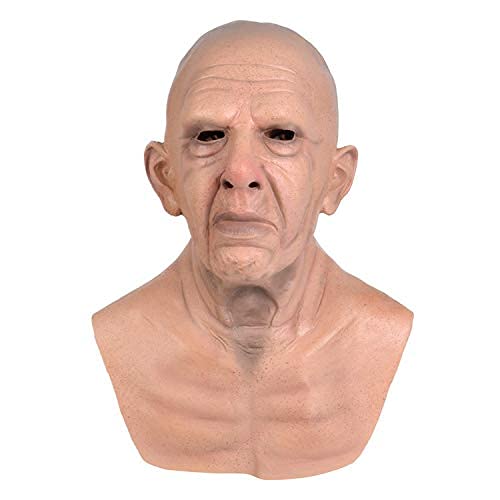 FSDADSA Halloween-Maske, Alter Mann, gruselige, realistische Latexmaske, gruselige Falten, Halloween, Cosplay, Kostüm, Maske, Party-Requisiten (G) von FSDADSA