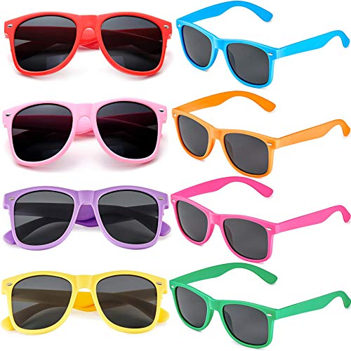 FSMILING 8 Paare Neon Party Sonnenbrille Set 80er Retro Klassisch Partybrillen Für Herren Damen(Bunten) von FSMILING