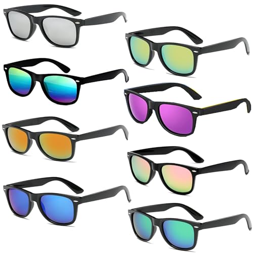 FSMILING 8 Paare Neon Sonnenbrille Party Brillen Set 80er Retro Partybrillen Sonnenbrille Pack Für Herren Damen Fasching Karneval von FSMILING