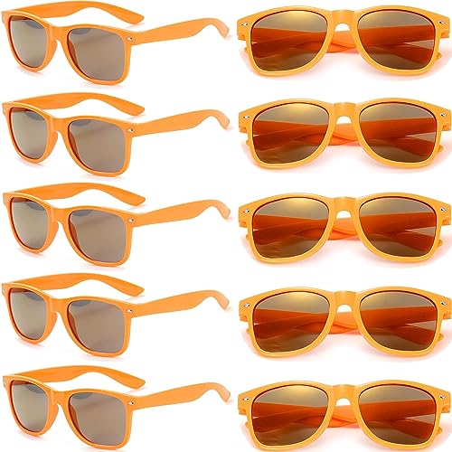 FSMILING Neon Sonnenbrille Party Set Sonnenbrille Orange Party Brille Für Damen Herren Fasching Karneval Sommer Beach Pool Party,10er Pack Sonnenbrillen von FSMILING