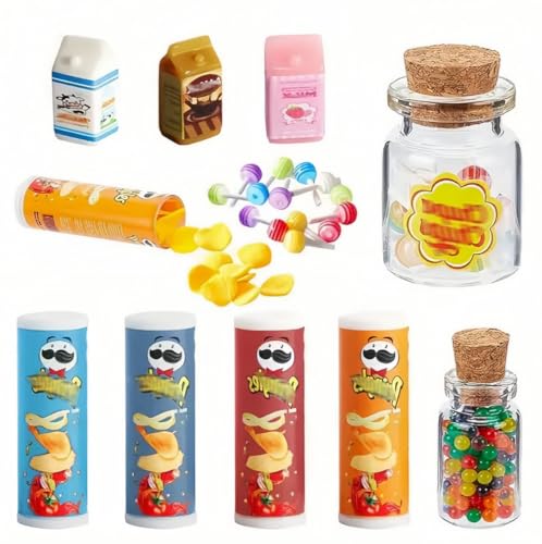 Wichtel Zubehör, Miniatur Wichtel Zubehör Süßigkeiten und Trinken Set für Weihnachtsmarkt, Süßigkeitenstände,Wichtelzubehör mit Lolli Gummibärchen für Wichteltür Deko und 1:12 Puppenhaus von FSSPLJHYJ