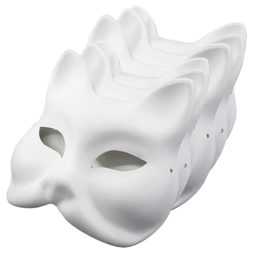 FSSTUD 10 Stück DIY Papier Fuchsmaske bemalbare Halloween-Maske handbemalte Gesichtsmaske blanko Halbgesichtsmasken Maskerade Maske Tier Cosplay Maske mit elastischem Seil von FSSTUD