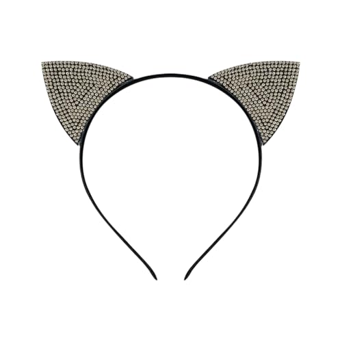 FSSTUD Strass Katzenohren Stirnband Niedliche Kristall Haarbänder Katze Kostüm Haarreifen Bänder Halloween Cosplay Party Stirnbänder Kopfbedeckung Verkleidung Tierhaarschmuck für Frauen Mädchen von FSSTUD