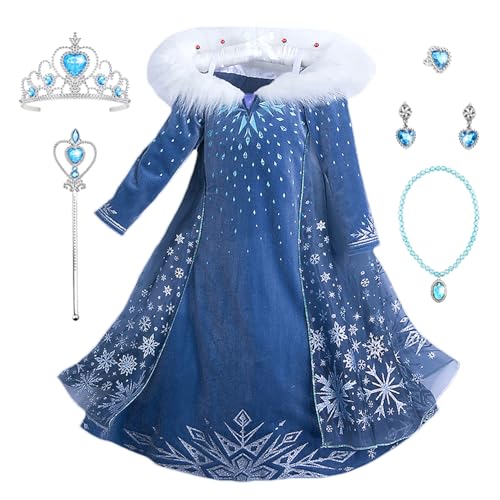 FStory&Winyee Mädchen Eiskönigin ELSA Blau Schneeflocke Kleid Kinder Prinzessin Cosplay Kostüm Karneval Party Verkleidung Halloween Fest von FStory&Winyee