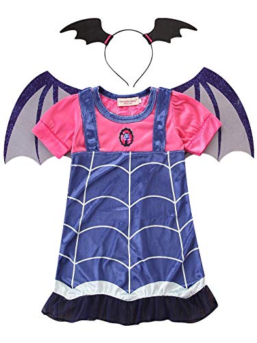 FStory&Winyee Mädchen Karneval Kostüm Kinder Faschingskostüm Vampirina Kostüm Set Tshirt Kleid mit Flügel und Haarreifen Vampire Kostüm Cosplay Verkleidung Halloween Fest Geburtstag Geschenk 120 von FStory&Winyee