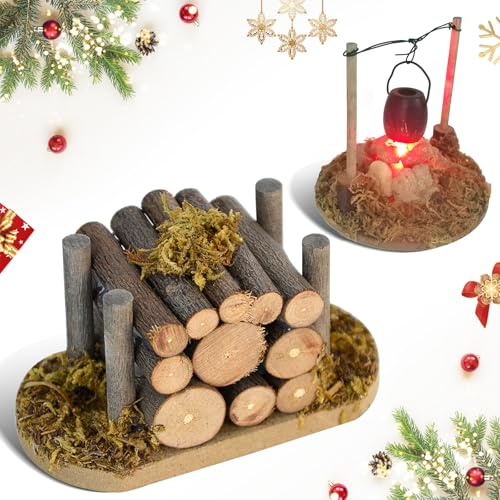 FTJKGH Wichtel Miniatur Zubehör, Miniatur Puppenhaus Deko, Wichtel Weihnachten Möbel Zubehör Lagerfeuer für 1/12 Puppenhaus von FTJKGH