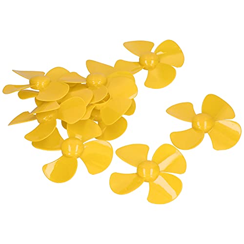 10 Stück Kunststoff-Propeller, 40 Mm, 4 Flügel, Hoher Wind, Geringes Gewicht, Mini-RC-Automodell, Zubehör, Viele Farben, 2 Mm Motorwelle für -Spielzeugauto (Yellow) von FTVOGUE