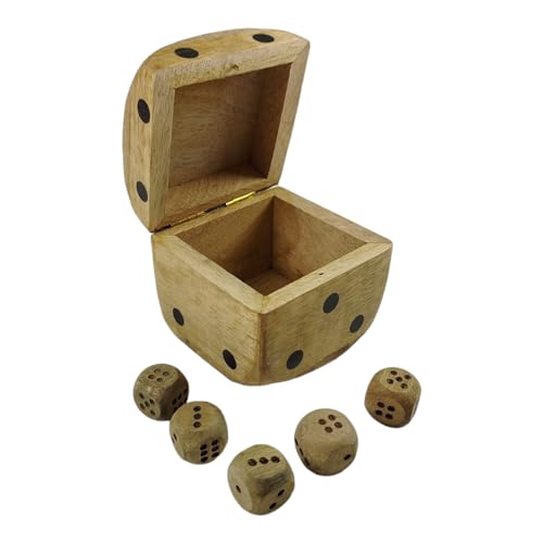 Würfel Aufbewahrungsbox Würfelbecher mit 5 Würfeln aus Mangoholz Perfekt für Spieleabende: Würfelbox mit Holzwürfeln! Spielwürfel für spannende Dice-Abenteuer von FTWdesign