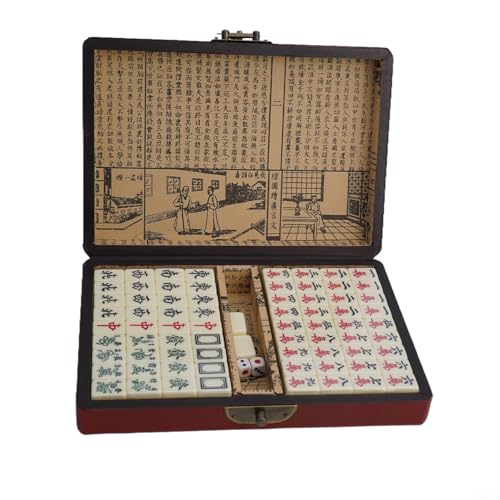 Chinesisches Mahjong-Set mit praktischer Tragetasche und Würfeln, ideal für Familienspielabende (ohne Griff) von FUANA