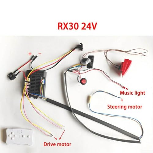 DIY Kinder Elektroauto Kabelsatz mit 2 4G Fernbedienung Features (RX30 24V C) von FUBESK