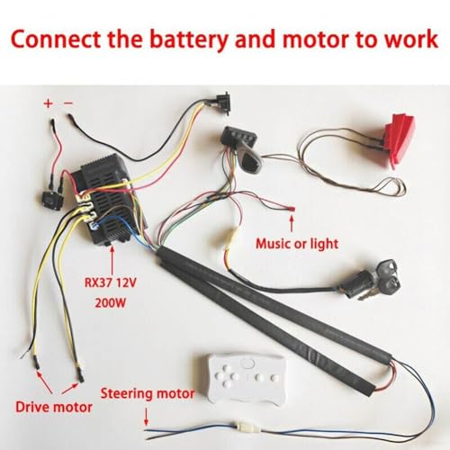 DIY Kinder Elektroauto Kabelsatz mit 2 4G Fernbedienung Features (RX37 12V B) von FUBESK