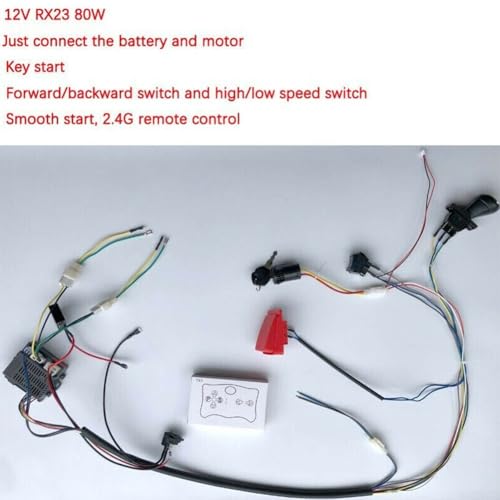 DIY Kinder Elektroauto Kabelsatz mit 2 4G Fernbedienung Funktionen (RX23 12V A) von FUBESK