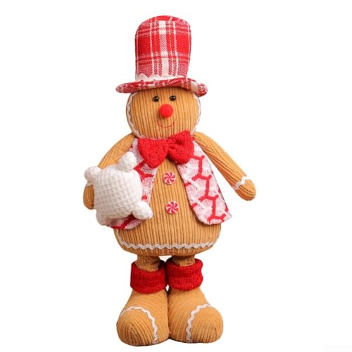 FUBESK Gingersnap Man Teleskop-Puppe, einziehbare Beine, Weihnachts-Plüsch-Ornamente für Party, Raum, Tischdekoration (A) von FUBESK