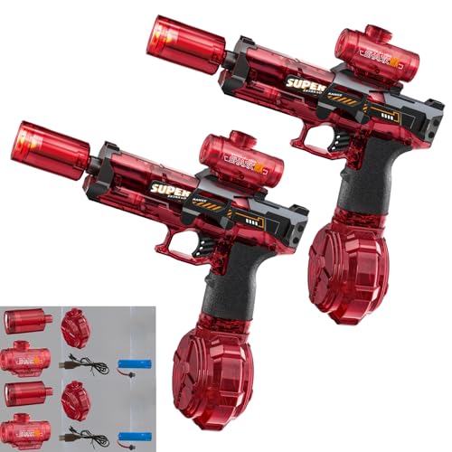 Elektrische Wasserpistole Mit Blitzeffekten, Wasserpistole Elektrisch, Sehr Stark Für Kinder Und Erwachsene, Electric Water Gun, Sommer Wasserspielzeug Für Pool, Strand, Garten (Rot*2pcs) von FUFRE