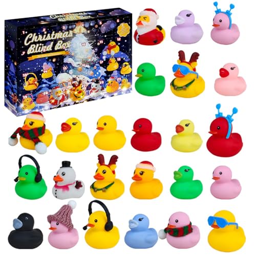 FUFRE Adventskalender 2024 Kinder, 24 Stück Quietscheenten Adventskalender, Weihnachtskalender Adventskalender Baby, Weihnachts Countdown Kalender Ornamente Mit Überraschungs Spielzeug (B) von FUFRE