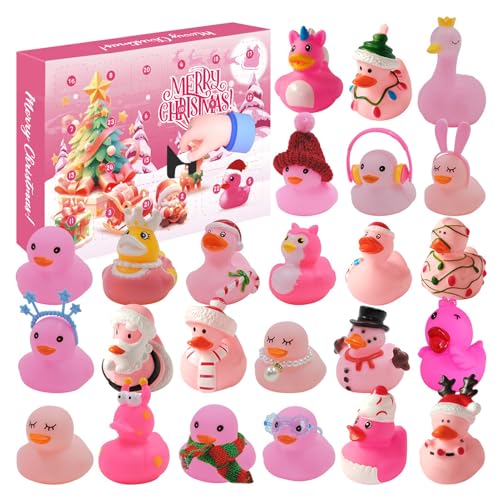 FUFRE Adventskalender 2024 Kinder, 24 Stück Quietscheenten Adventskalender, Weihnachtskalender Adventskalender Baby, Weihnachts Countdown Kalender Ornamente Mit Überraschungs Spielzeug (C) von FUFRE