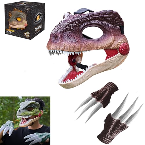 FUFRE Dino Maske Mit Beweglichem Kiefer Und Realistische Dinosaurier Sound, 3D Halloween Masken Kinder, Dino Maske Für Halloween Cosplay Party Geschenk Requisiten (B+D) von FUFRE