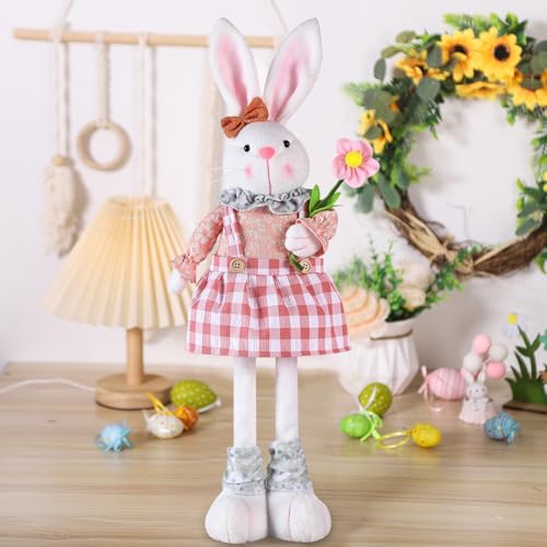 FUFRE Osterhase Kuscheltier, 2025 Neu Osterhase mit Stretch Beinen, Osterdeko Kuscheltier Hase, Plüsch Hase für Osterdeko Tisch, Osterhasen Figuren, Osterhase Plüschtier, ideal Osterdeko Modern (D) von FUFRE