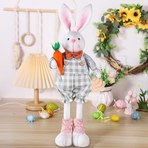 FUFRE Osterhase Kuscheltier, 2025 Neu Osterhase mit Stretch Beinen, Osterdeko Kuscheltier Hase, Plüsch Hase für Osterdeko Tisch, Osterhasen Figuren, Osterhase Plüschtier, ideal Osterdeko Modern (C) von FUFRE