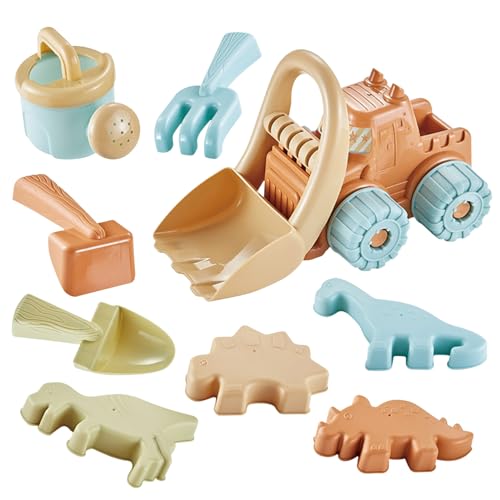 FUFRE Sandspielzeug Set, 19er Set Sandkasten Spielzeug, Sandspielzeug ab 3 Jahre, Strandspielzeug Kinder, Sand Toys mit Sandförmchen Eimer Sandschaufel klein-Wagen, für Kinder ab 3 Jahre (C-10pcs) von FUFRE