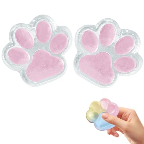 Katzenpfoten Squishy, 2pcs Cat Paw Squishy, Neu Handgefertig Squishy Pfote, Squishy Toy transparent, Anti Stress Spielzeug, Stressball Kinder Erwachsene, zum Ängste Lindern (A*2) von FUFRE