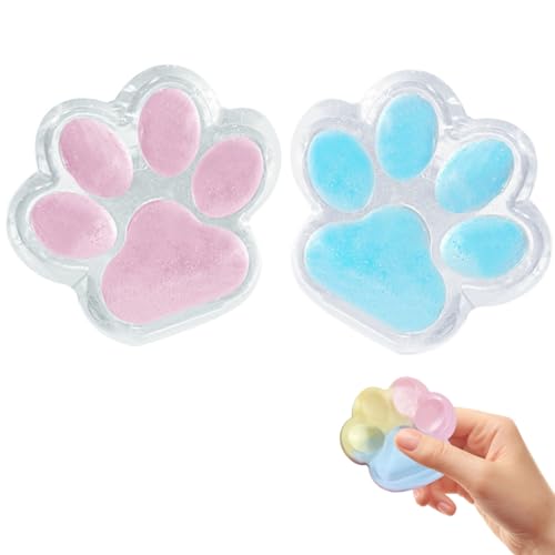 Katzenpfoten Squishy, 2pcs Cat Paw Squishy, Neu Handgefertig Squishy Pfote, Squishy Toy transparent, Anti Stress Spielzeug, Stressball Kinder Erwachsene, zum Ängste Lindern (A+B) von FUFRE