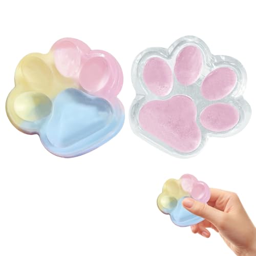 Katzenpfoten Squishy, 2pcs Cat Paw Squishy, Neu Handgefertig Squishy Pfote, Squishy Toy transparent, Anti Stress Spielzeug, Stressball Kinder Erwachsene, zum Ängste Lindern (A+C) von FUFRE