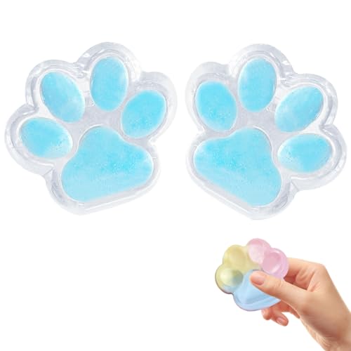 Katzenpfoten Squishy, 2pcs Cat Paw Squishy, Neu Handgefertig Squishy Pfote, Squishy Toy transparent, Anti Stress Spielzeug, Stressball Kinder Erwachsene, zum Ängste Lindern (B*2) von FUFRE