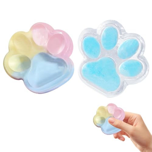 Katzenpfoten Squishy, 2pcs Cat Paw Squishy, Neu Handgefertig Squishy Pfote, Squishy Toy transparent, Anti Stress Spielzeug, Stressball Kinder Erwachsene, zum Ängste Lindern (B+C) von FUFRE